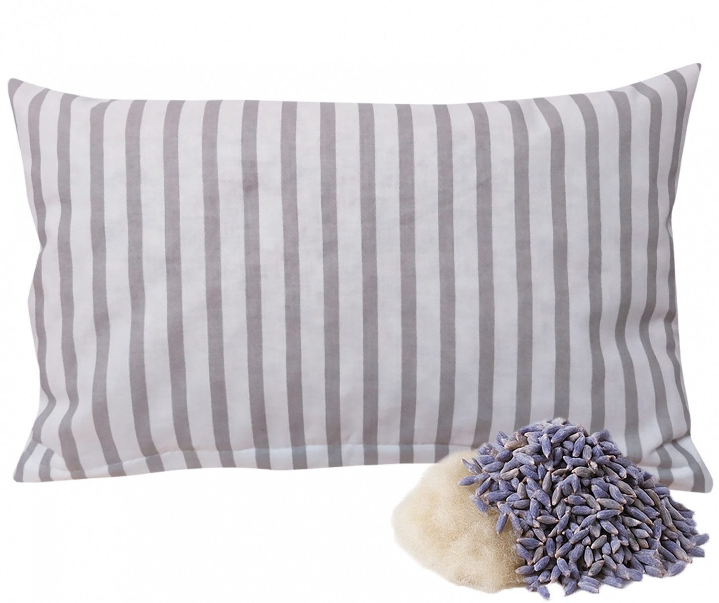 Heubergshop Lavendelkissen, 1-tlg., 30x20cm Lavendelblüten Schafschurwolle gestreift (Lavendel-Streifen)