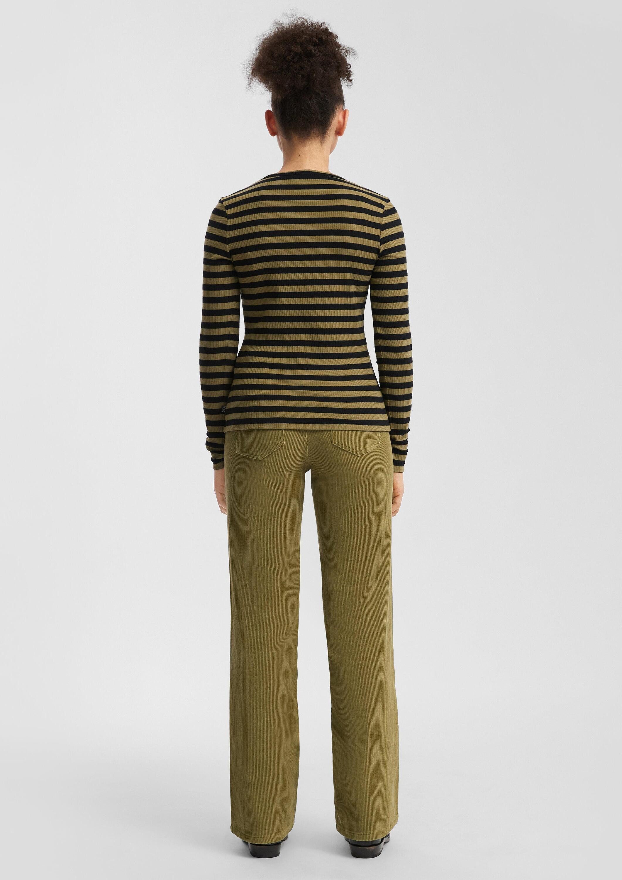 QS Langarmshirt T-Shirt Geripptes Longsleeve im Slim Fit günstig online kaufen