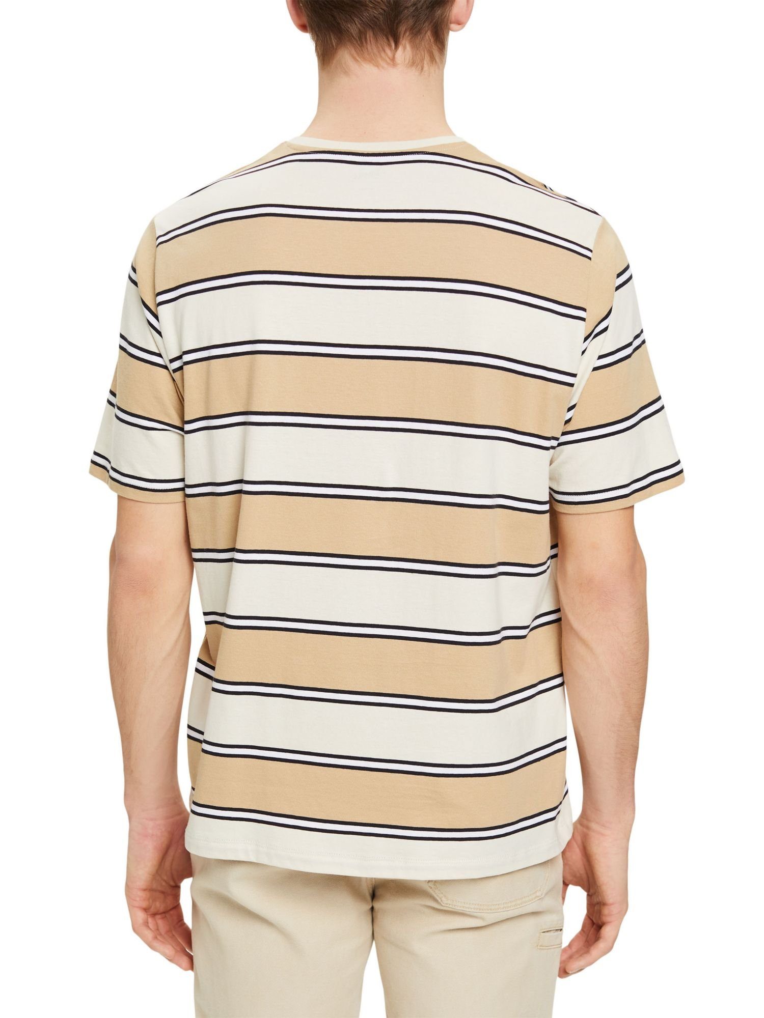 Esprit T-Shirt Streifen-T-Shirt Baumwolle nachhaltiger aus (1-tlg) ICE