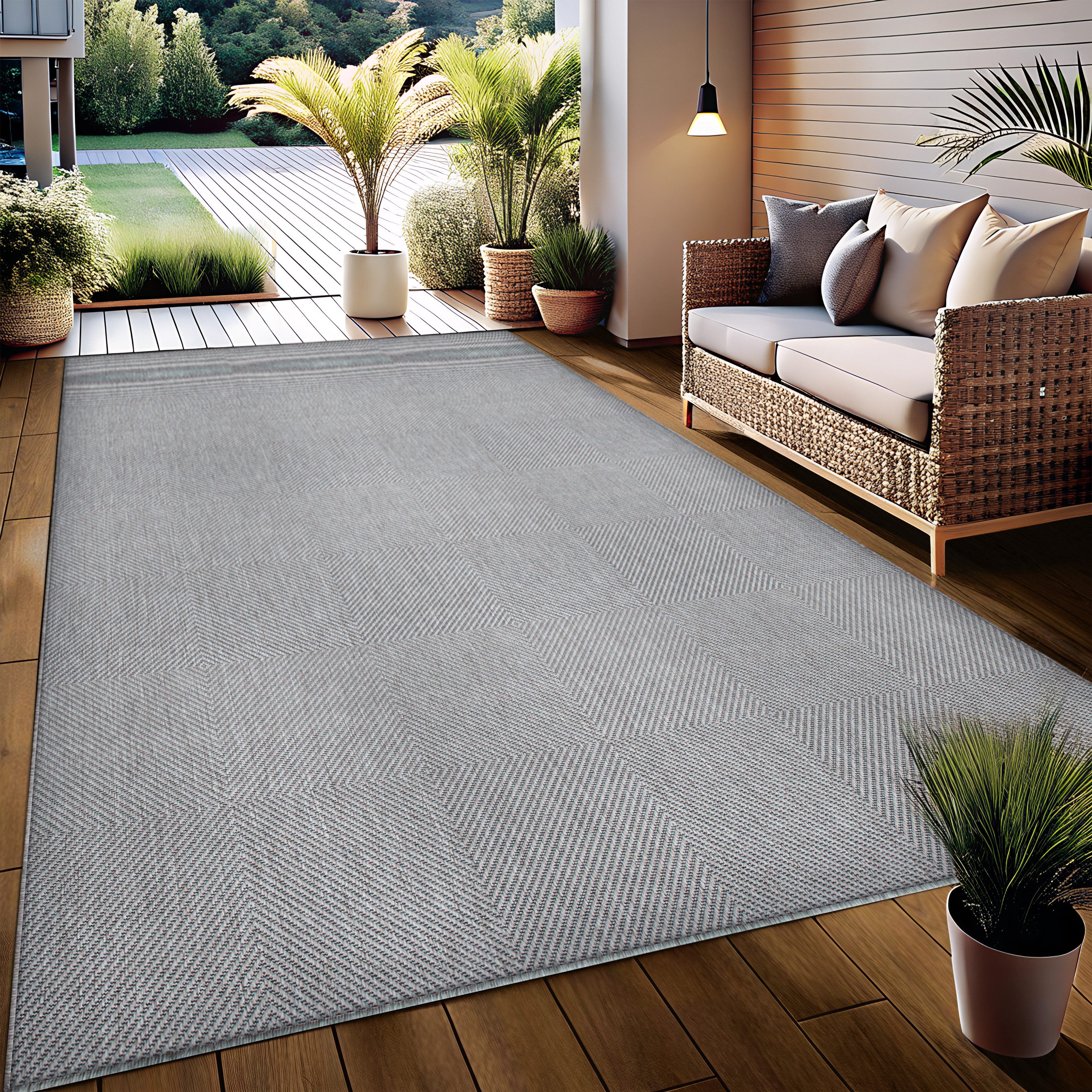 OTTO home Teppich Anna, auch als Läufer erhältlich, rechteckig, Höhe: 3 mm, In- und Outdoor geeignet, Sisal-Optik, Wetterfest & UV-beständig