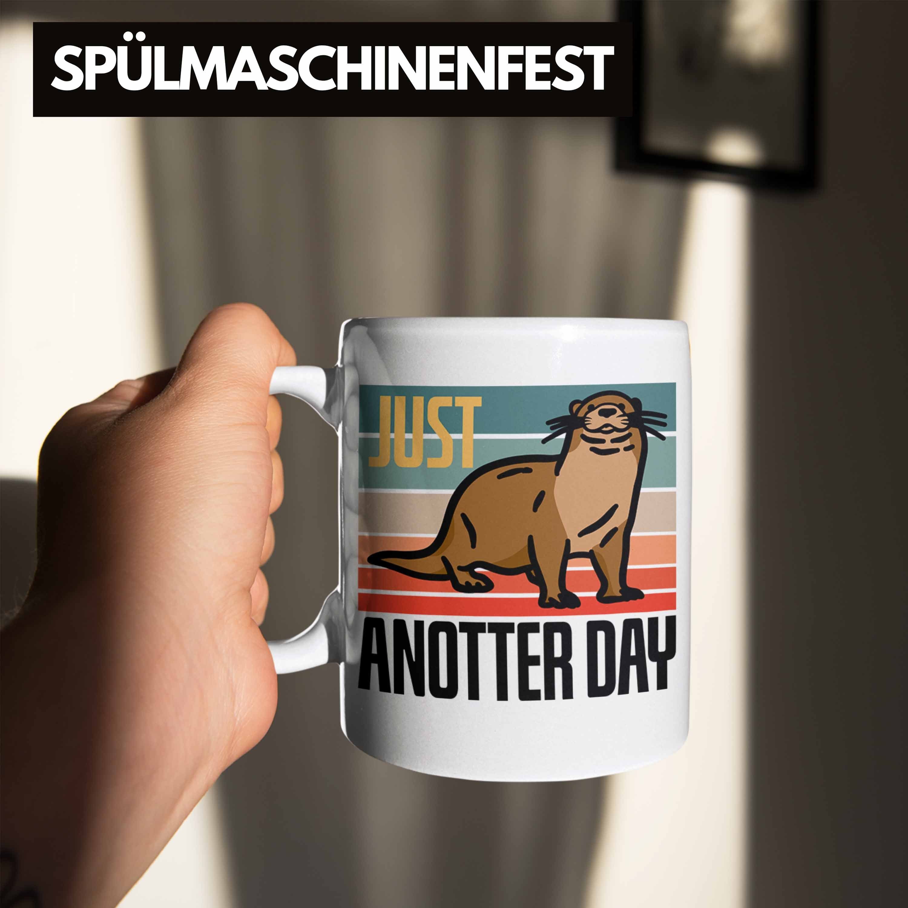 Trendation Tasse Lustige Anotter "Just Weiss Otter Day" Geschenk für Tierliebhaber Tasse