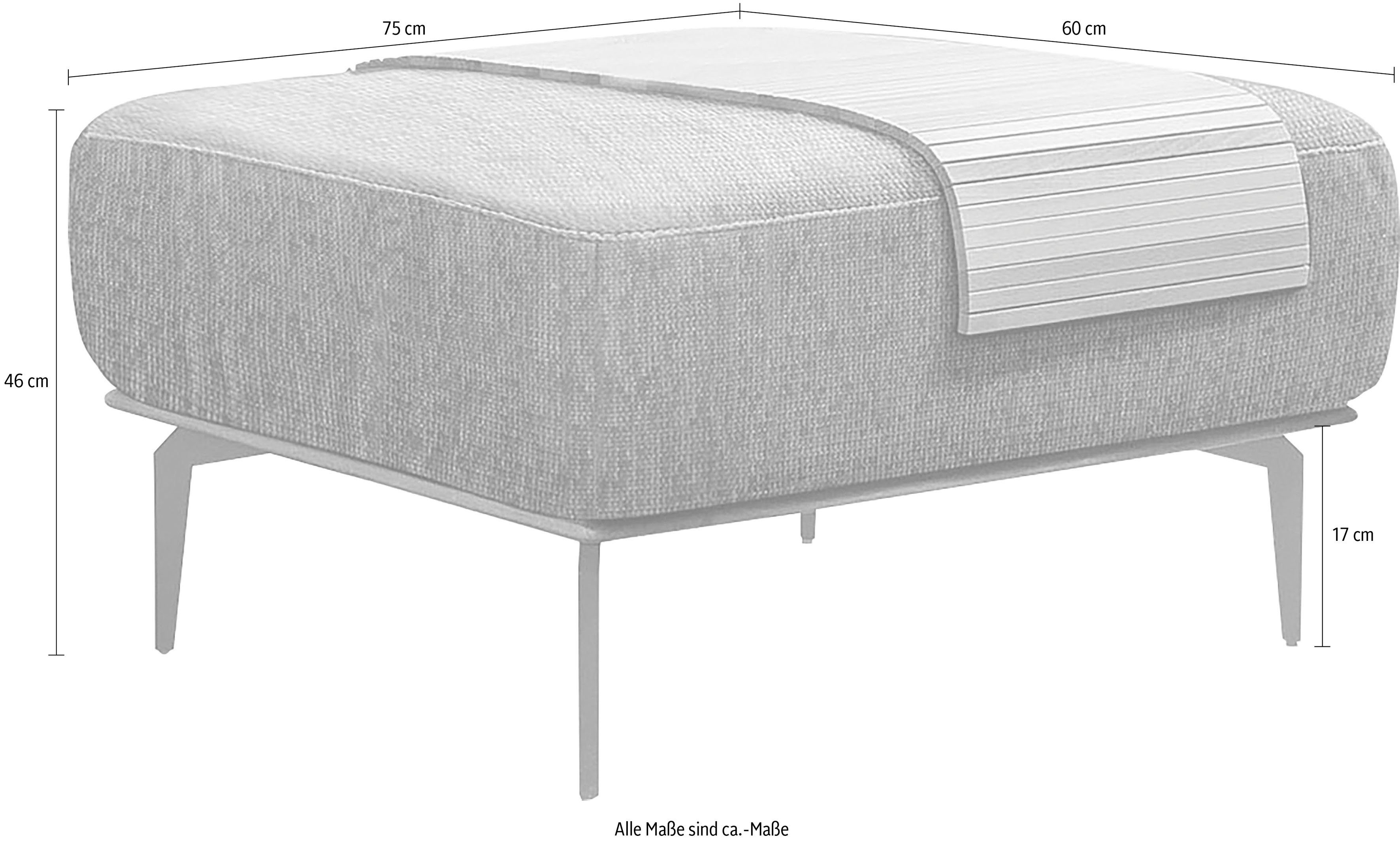 W.SCHILLIG Polsterhocker run, mit Holzsockel, Füße in Bronze pulverbeschichtet, Breite 75 cm