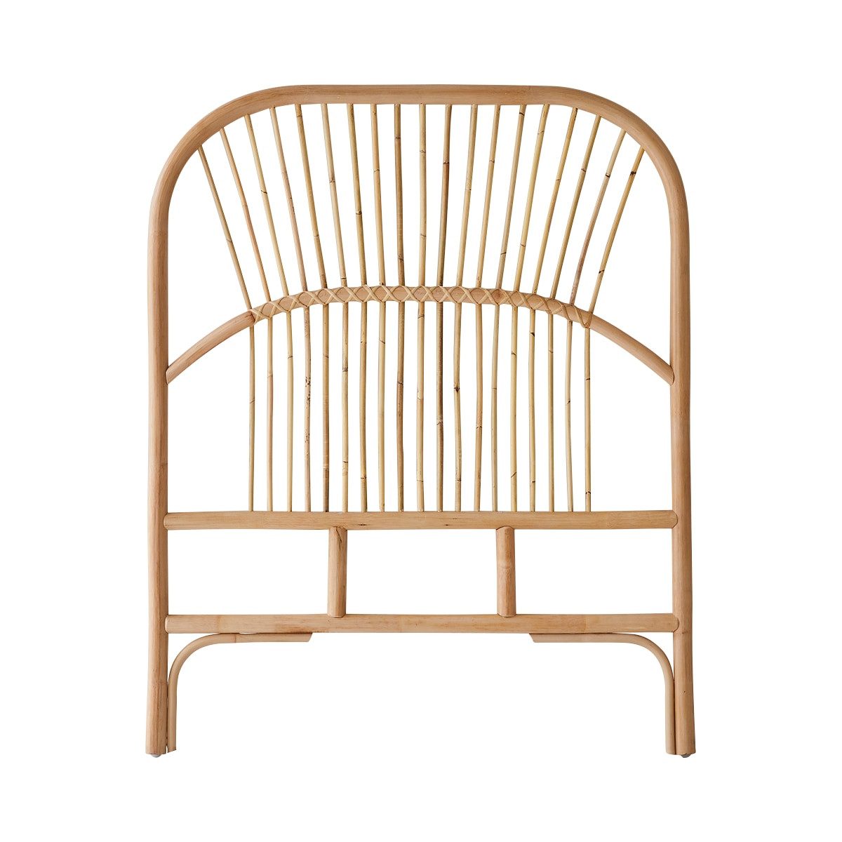 Tikamoon Massivholzbett Kopfteil für Bett aus Rattan 90 cm Schlafzimmer Doppelbett Kopf (1-tlg)