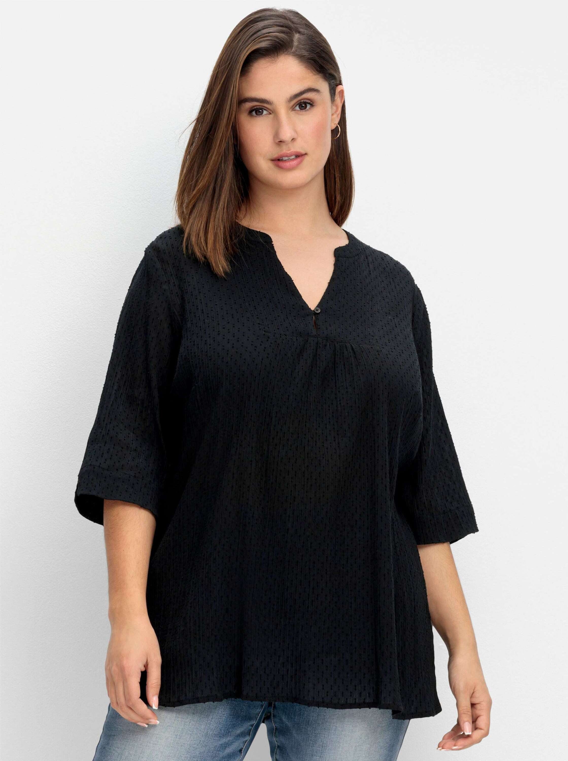 Sheego Klassische Bluse Tunika 3/4-Arm günstig online kaufen