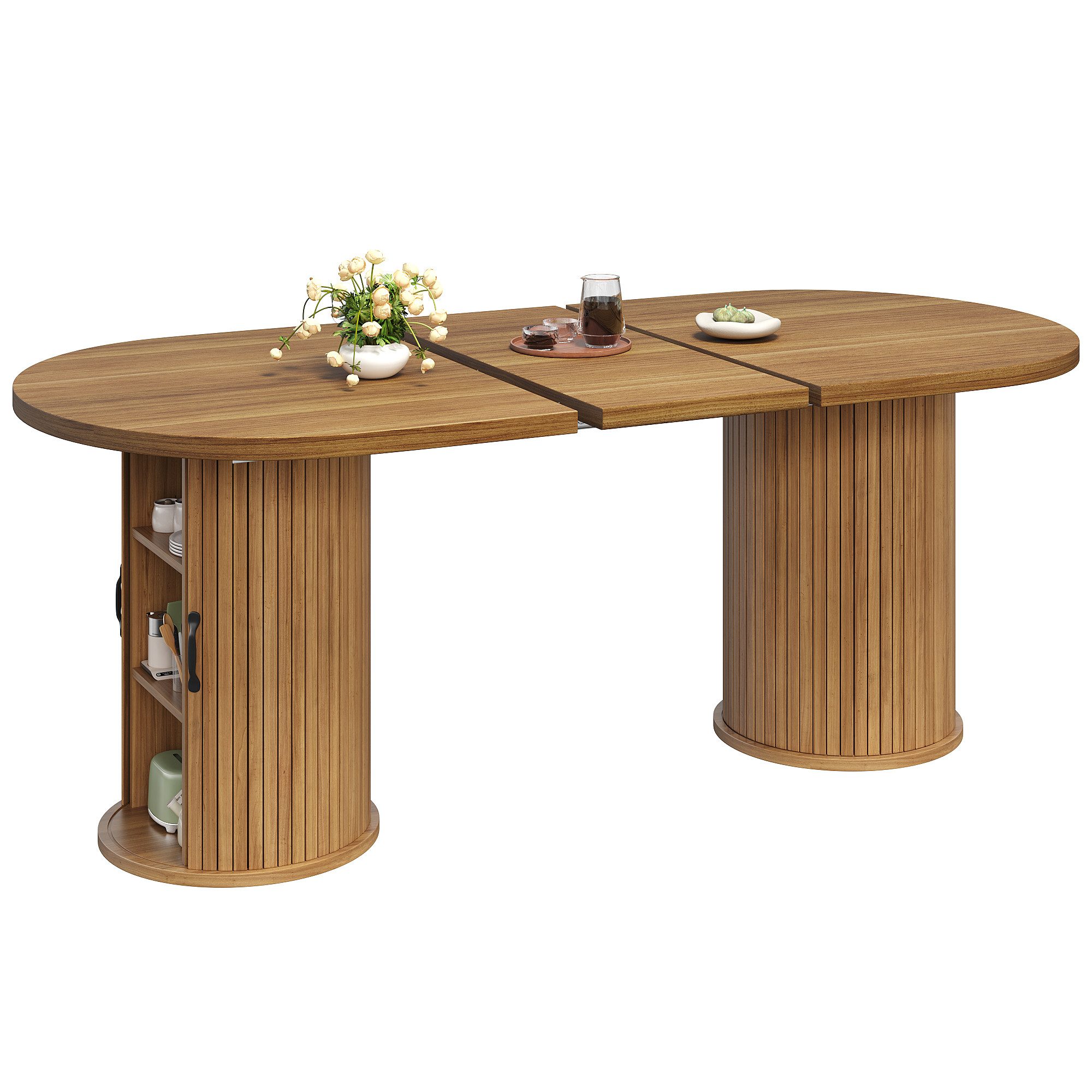 KLAM HOME Esstisch Ausziehbarer Esstisch mit verdecktem Staufach, 149,8‑189,7 cm (Multifunktionaler Küchentisch mit Teleskop‑Mechanismus ohne Werkzeug), Flexibl – Bild 2 von 5