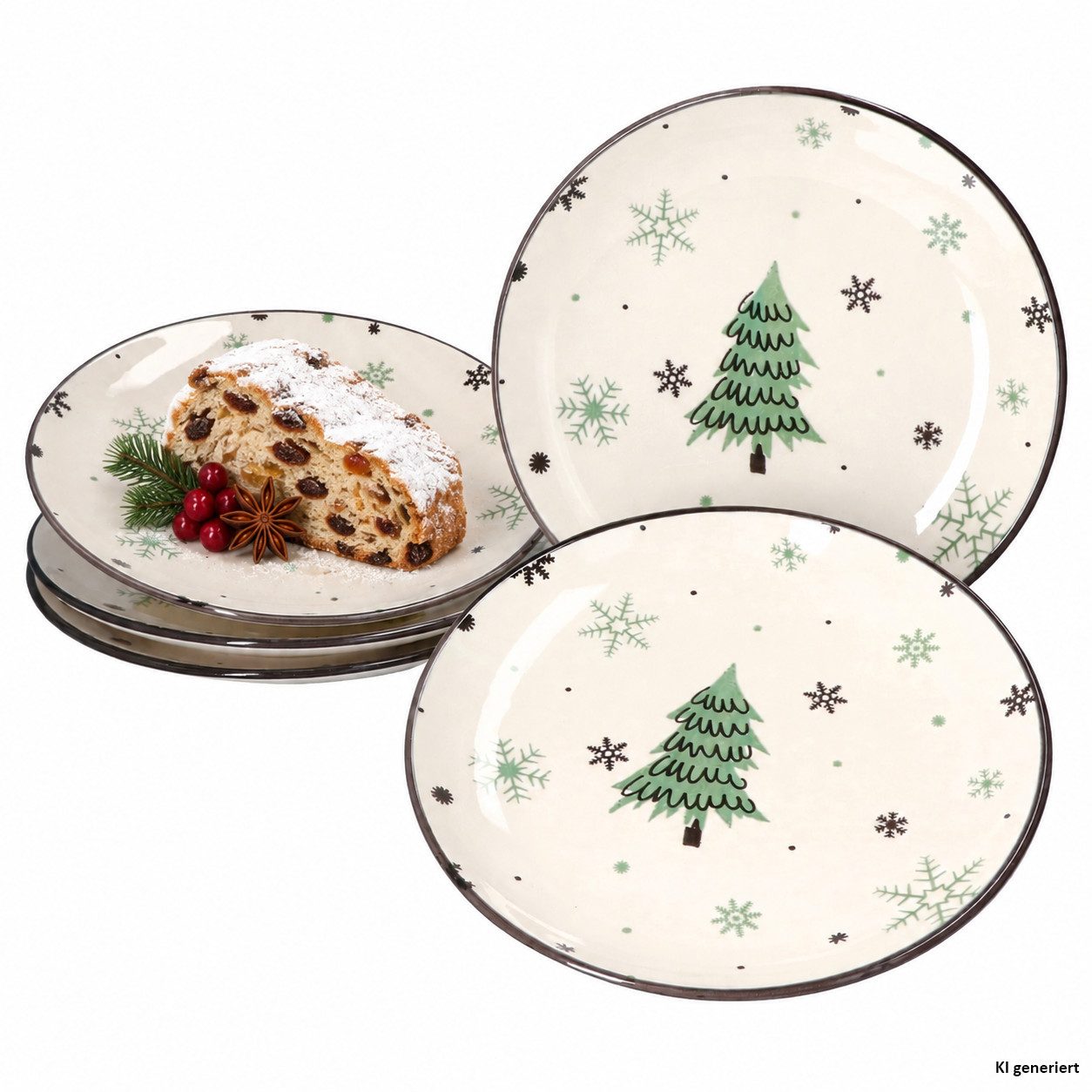 MamboCat Frühstücksteller 6er Set Kuchenteller Weihnachtsbaum 19cm - 23105706