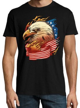 Youth Designz T-Shirt Adler USA American Eagle Flagge Herren Shirt mit trendigem Frontprint