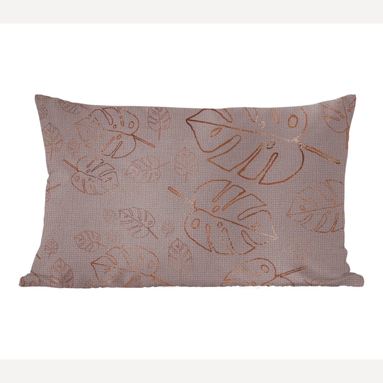 MuchoWow Dekokissen Muster - Lila - Bronze - Blätter, Wohzimmer Dekoration, Zierkissen, Dekokissen mit Füllung, Schlafzimmer