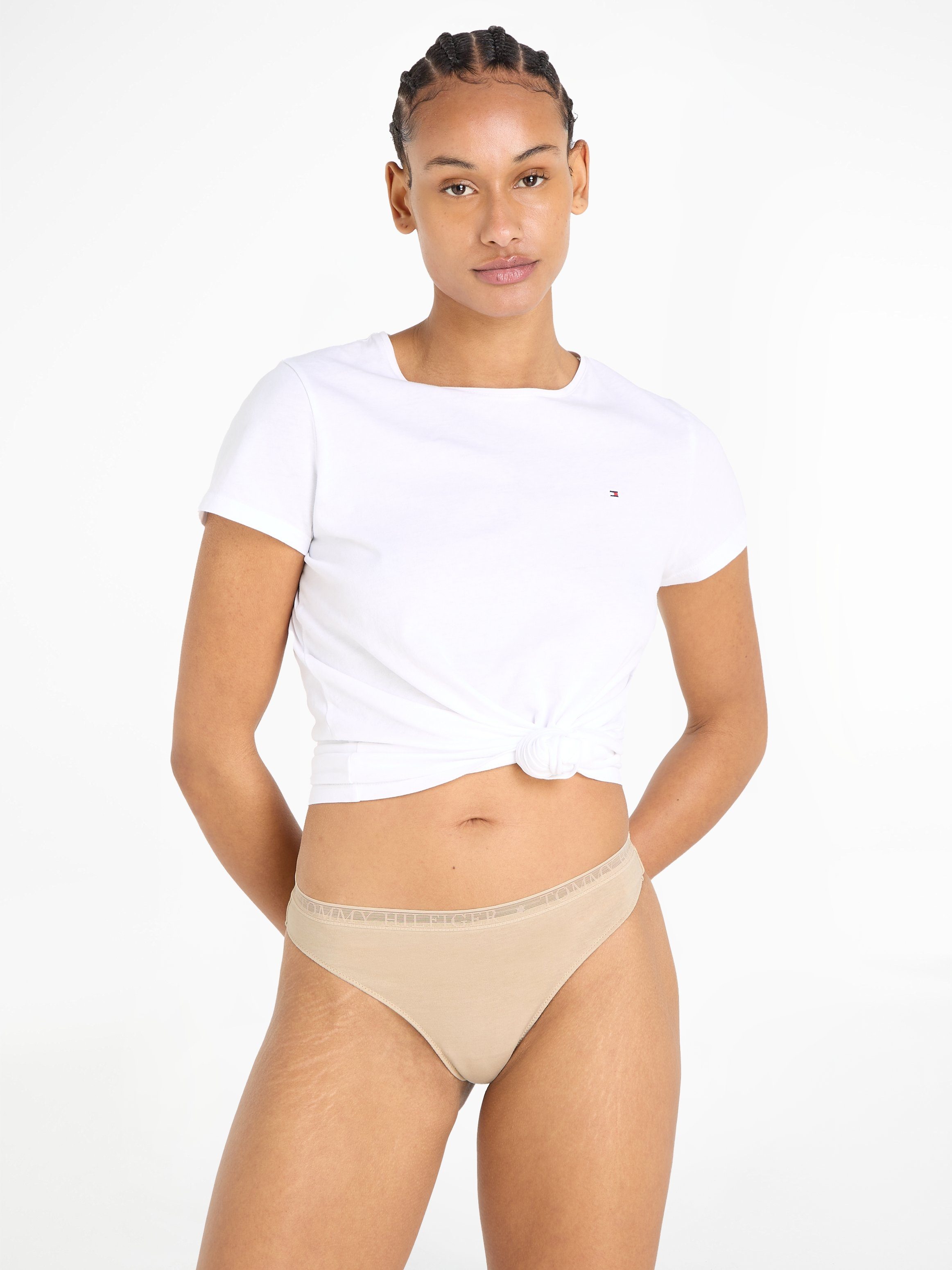 3er-Pack) 3P Underwear (EXT Hilfiger T-String Hilfiger LACE (Packung, THONG Tommy Black/White/Misty_Blush Logobund SIZES) mit Tommy