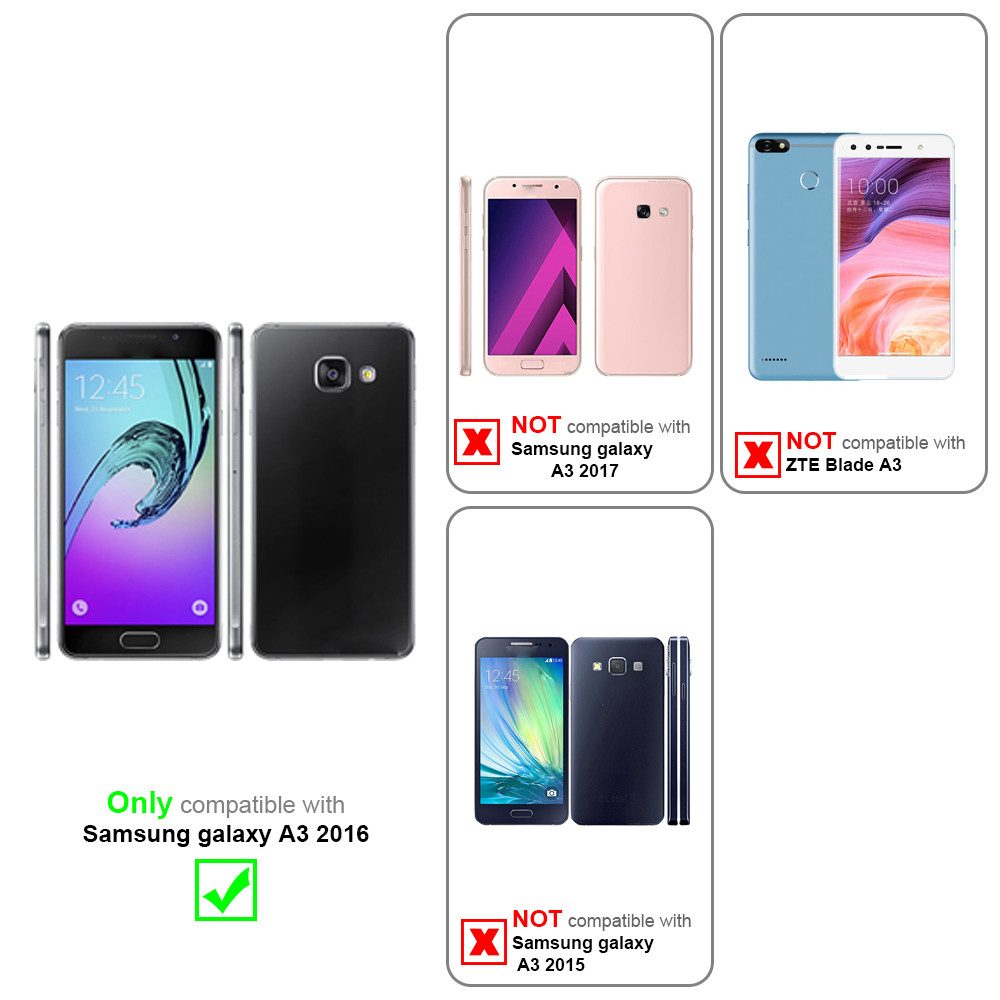 Cadorabo Handyhülle für Samsung Galaxy A3 2016 Hülle Samsung Galaxy A3 2016, Schutzhülle Hülle mit Standfunktion, Magnetverschluss und Kartenfach