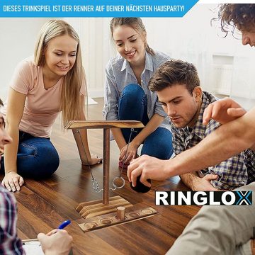 MAVURA Spiel, RINGLOX Partyspiel aus Holz Ring Toss Haken & Ring werfen, Wurfspiel Trinkspiel Party Spiel Ringwurfspiel Saufspiel
