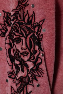 QueenKerosin Kapuzenpullover Rose Face mit hochwertigen Stickereien und Nieten