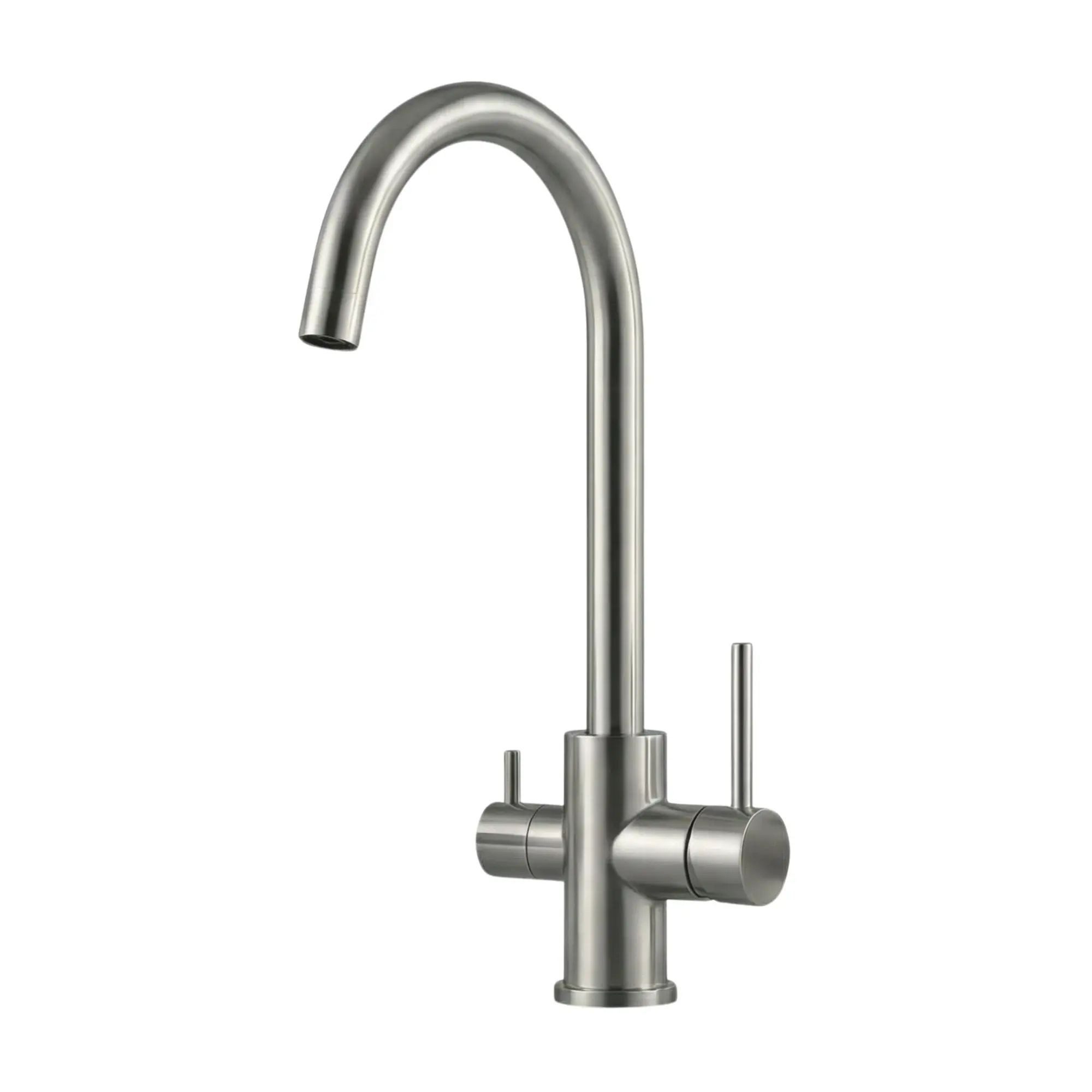 AORA Küchenarmatur AVANTGARDE 3-Wege-Wasserhahn Edelstahl massiv für Osmoseanlagen 360° drehbar, für Wasserfilter, L-, C- oder U-Auslauf wählbar