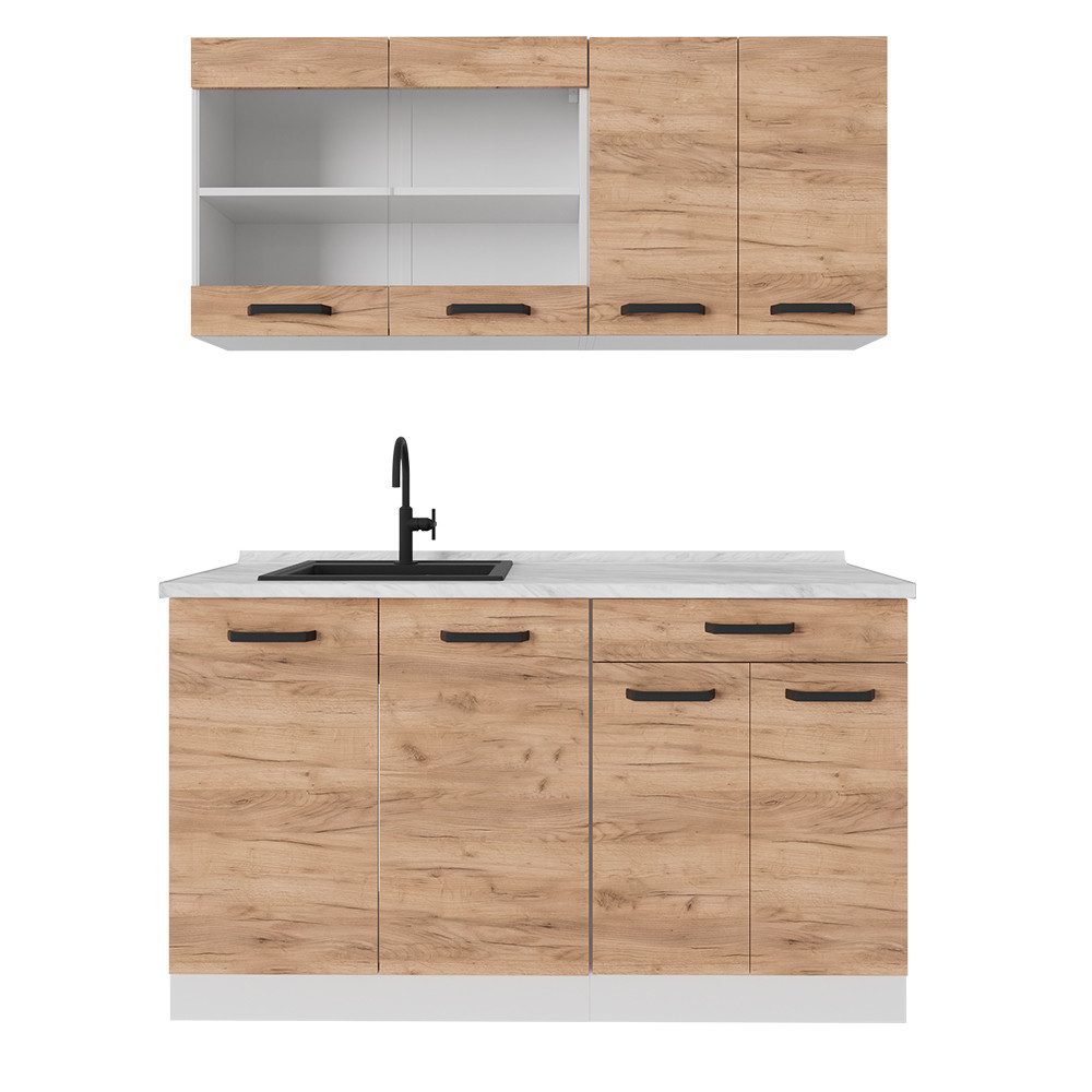 Vicco Küchenzeile R-Line, Goldkraft Eiche/Weiß/Weiß, 140 günstig online kaufen
