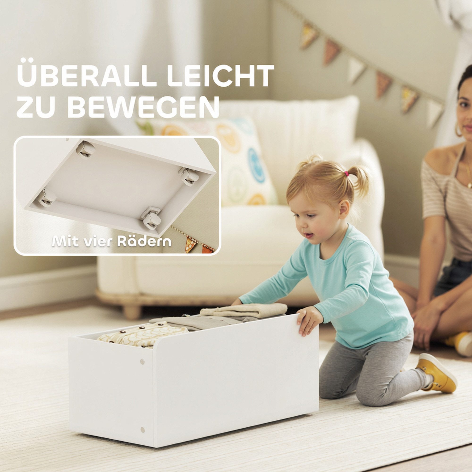 AIYAPLAY Spielzeugtruhe Spielzeugregal, Bücherablagen, rollbare Box, 6 herausnehmbare Boxen (Kinderregal, 1 St., Kinder-Bücherregal), mit Rädern, für Kinderzimm – Bild 4 von 5
