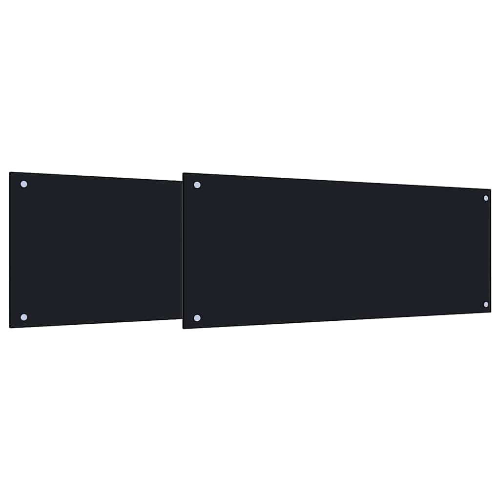 vidaXL Küchenrückwand Küchenrückwand 2 pcs Schwarz 100 x 40 cm Gehärtetes Glas, (2-tlg)