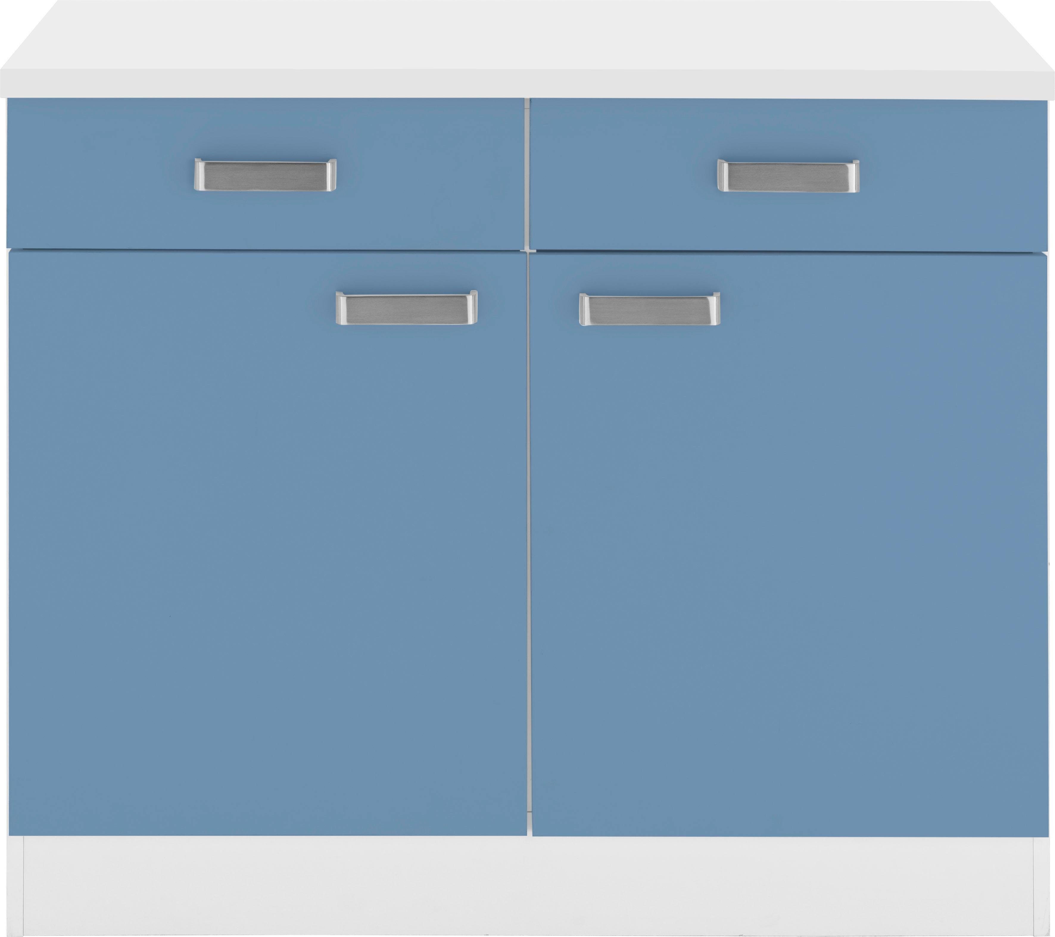 Küchen wiho Unterschrank himmelblau/weiß 100 Husum cm breit
