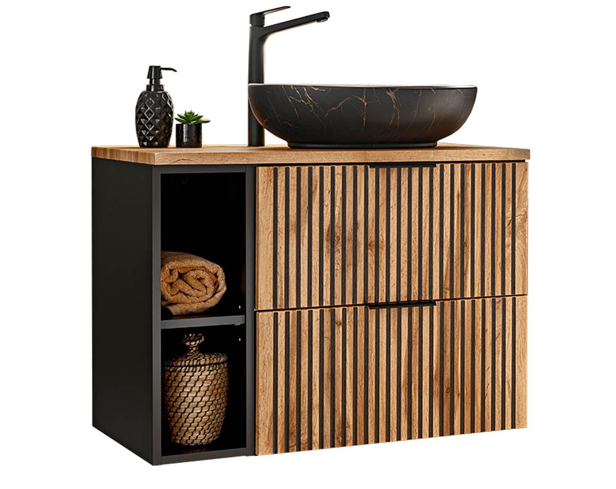 einfachgutemoebel Waschtisch-Set Bad Waschplatz Tribune 80cm, Regalfach, Sc günstig online kaufen