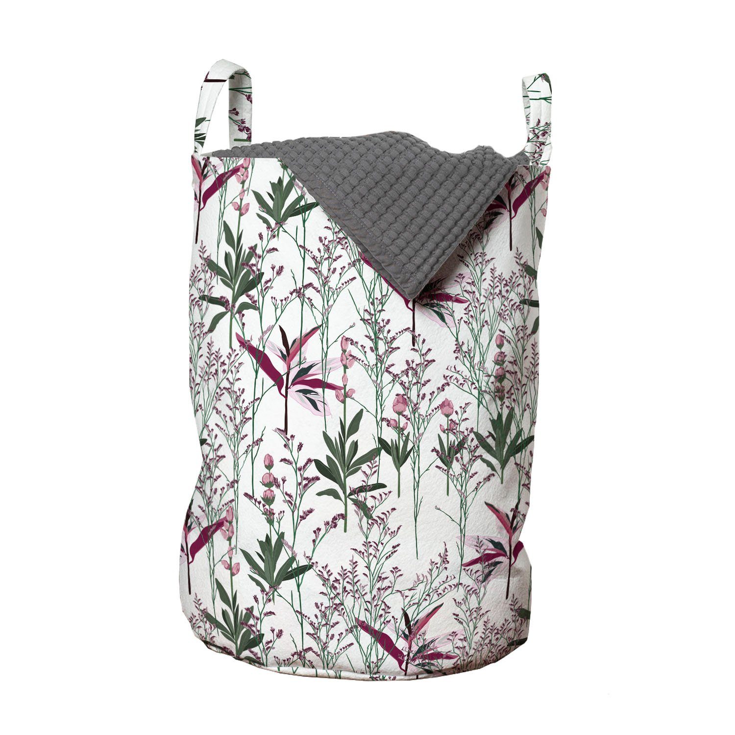 Abakuhaus Wäschesäckchen Wäschekorb mit Griffen Kordelzugverschluss für Waschsalons, Blumen Garten Artikel belaubte Zweige