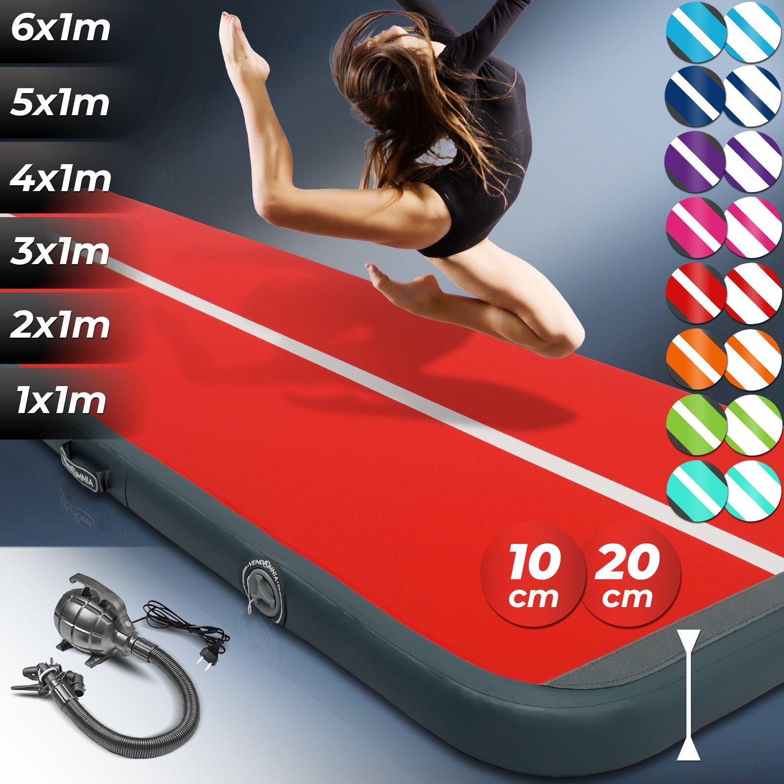 VENDOMNIA Gymnastikmatte AIRTRACK Fitness Sport 1/2/3/4/5/6/7/8m