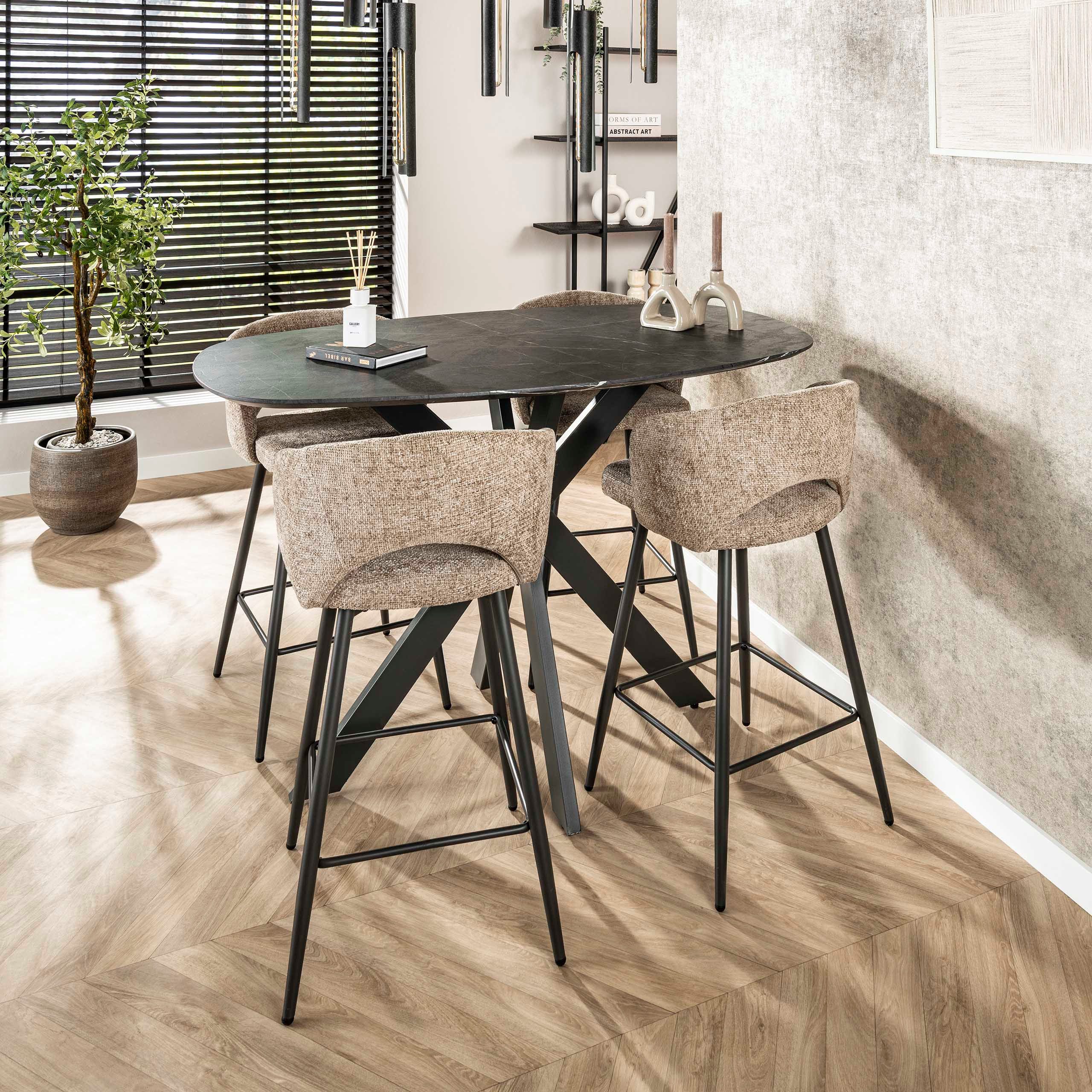 Villa Möbel Bartisch Onyx (1 Tisch, 1-St), Ovaler Bartisch aus 3D Melamin graphite