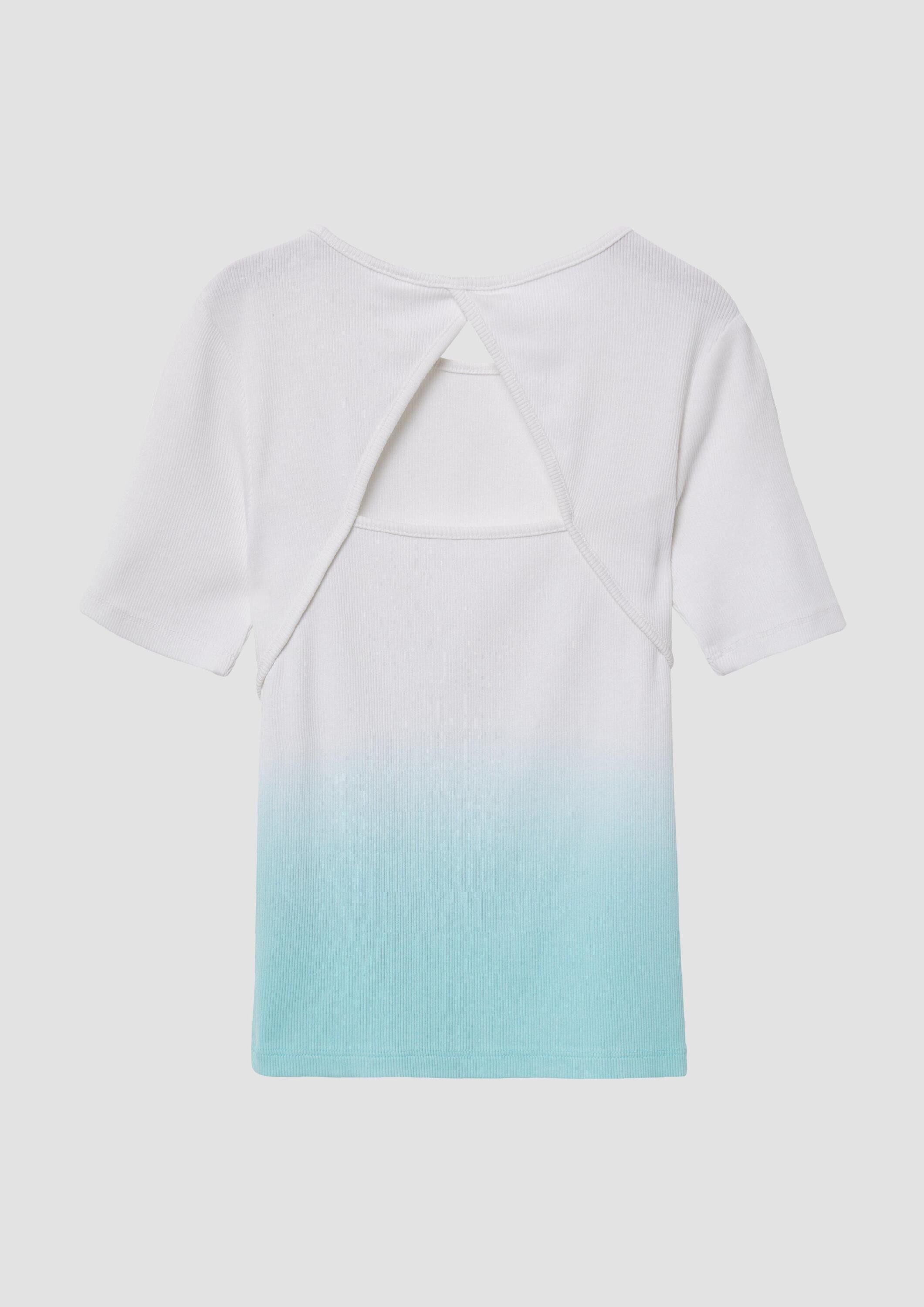 s.Oliver Kurzarmshirt T-Shirt Geripptes T-Shirt mit Cut-out und Farbverlauf