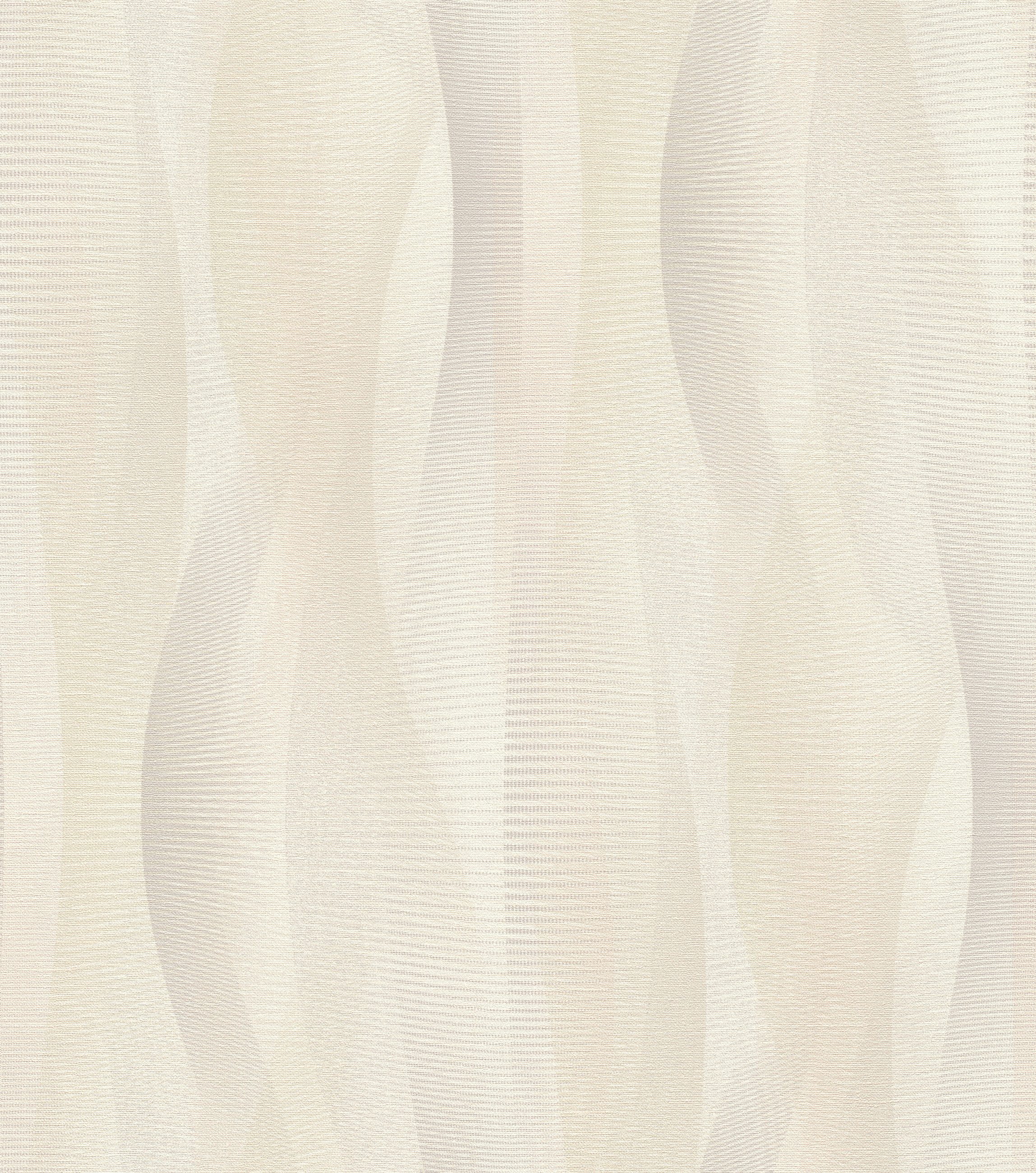 Rasch Vliestapete Grafisches Muster - Vinyltapete Beige Creme Grau, Geschwungen, (1 Rolle, 1 St., 10,05 m x 0,53 m), gute Lichtbeständigkeit, feucht abwischbar, restlos abziehbar