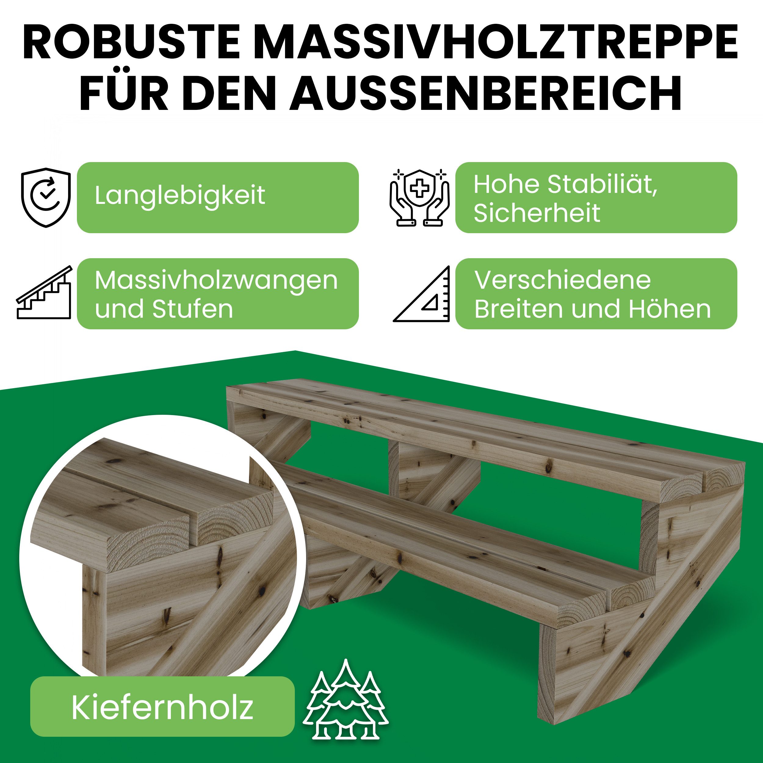 Gartenwelt Riegelsberger Außentreppe Terrassentreppe Kiefer kesseldruckimpr günstig online kaufen