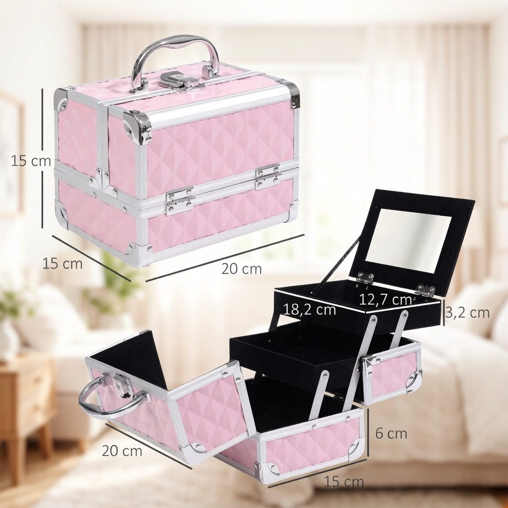FANNOU Kosmetik-Koffer, 1-tlg., Aufbewahrungskoffer, 20L x 15W x 15H cm