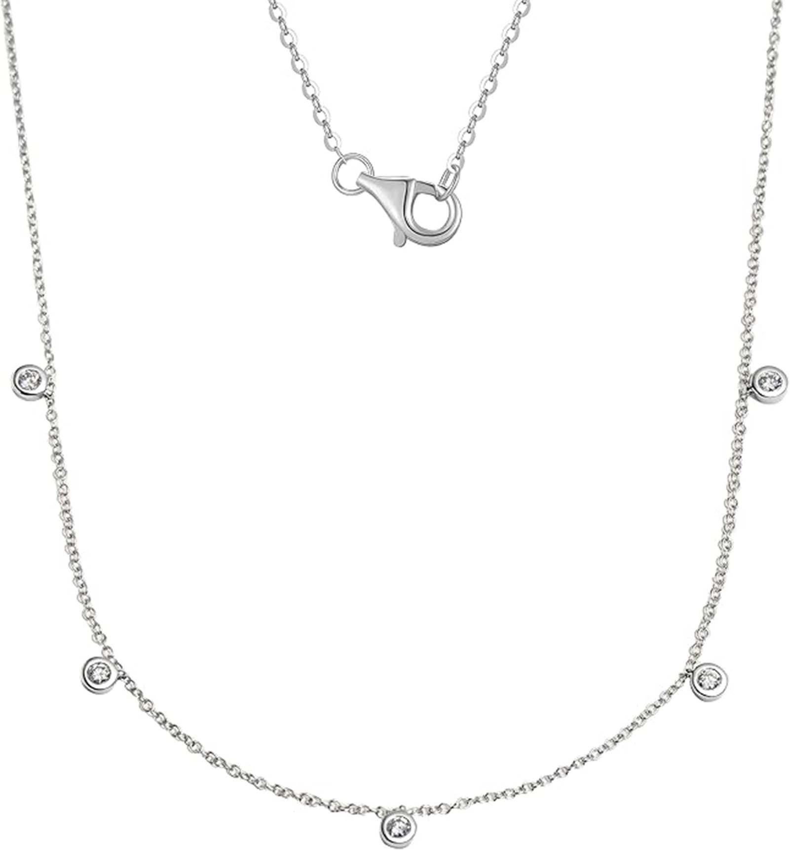 Jumpeak Kette mit Anhänger Einzelne 0.15ct Diamanten,Total 0.75ct,D/E VVS,Halskette Damen, 14K gold,halskette,Verlobungshalskette,kommunion geschenk