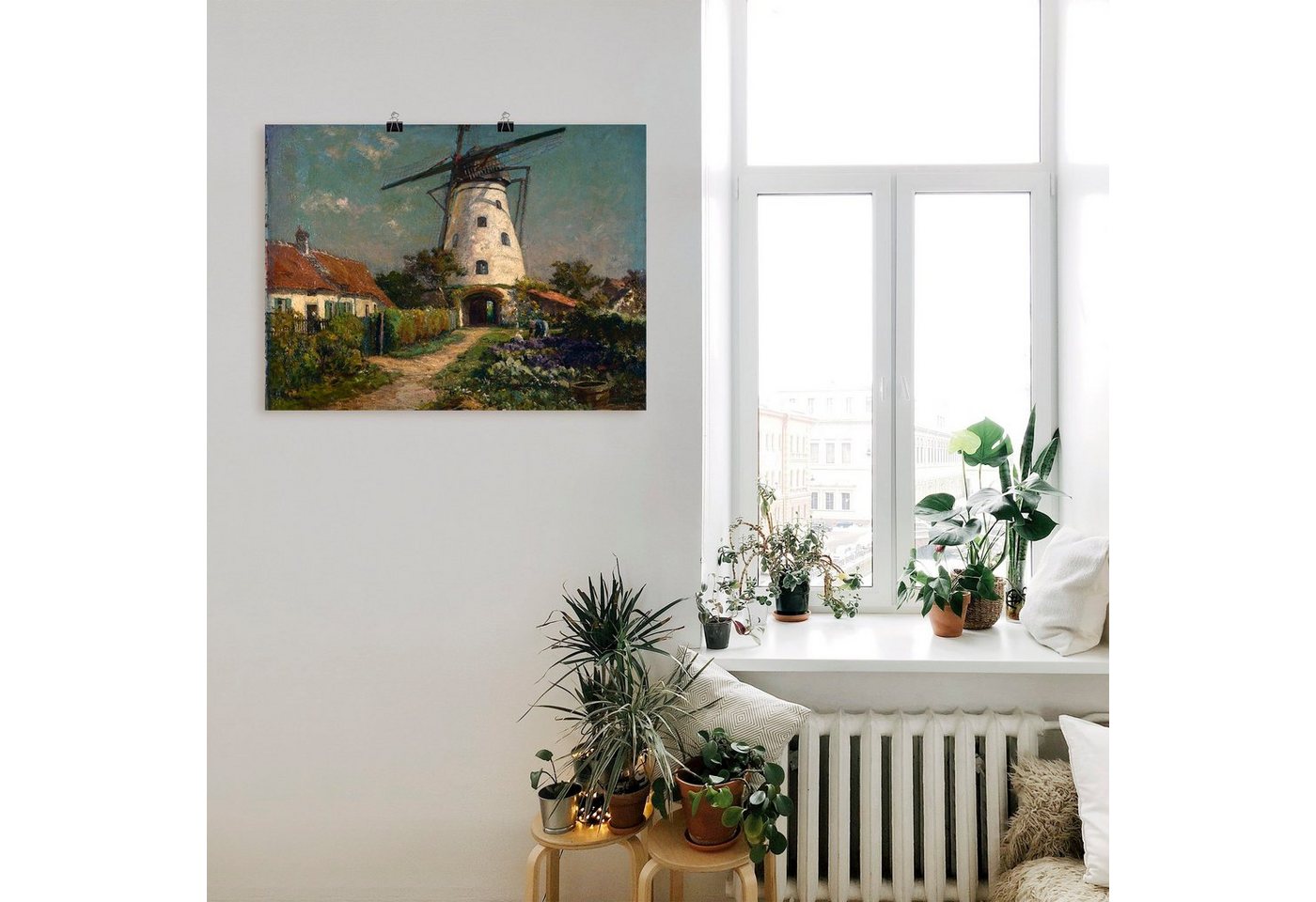 Artland Wandbild »Bauerngarten bei einer Windmühle.«, Gebäude (1 Stück), in vielen Größen & Produktarten -Leinwandbild, Poster, Wandaufkleber / Wandtattoo auch für Badezimmer geeignet-kaufen