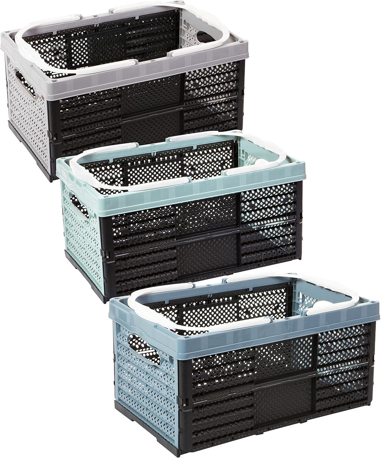 Centi Allzweckkiste MODULA Klappboxen 16 L (1 St., 3er-Set), Faltbare Aufbewahrung mit Griffen