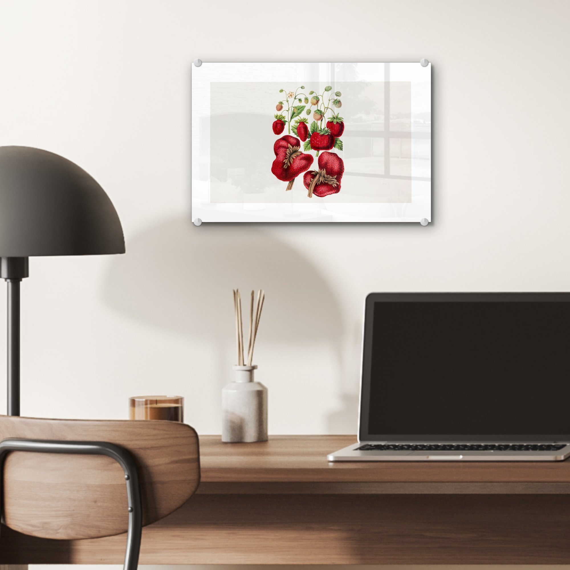 MuchoWow - Erdbeeren Wanddekoration Obst Acrylglasbild Bilder (1 Wandbild auf Pflanze, - Foto - auf Glasbilder St), Glas - Glas -