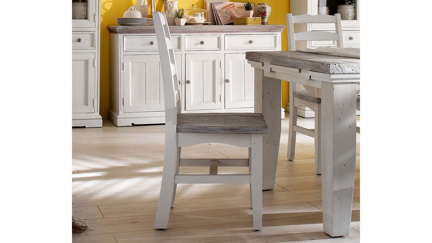 MCA furniture Holzstuhl 6er Set Stuhl Opus Kiefer massiv vintage used Look Landhaus