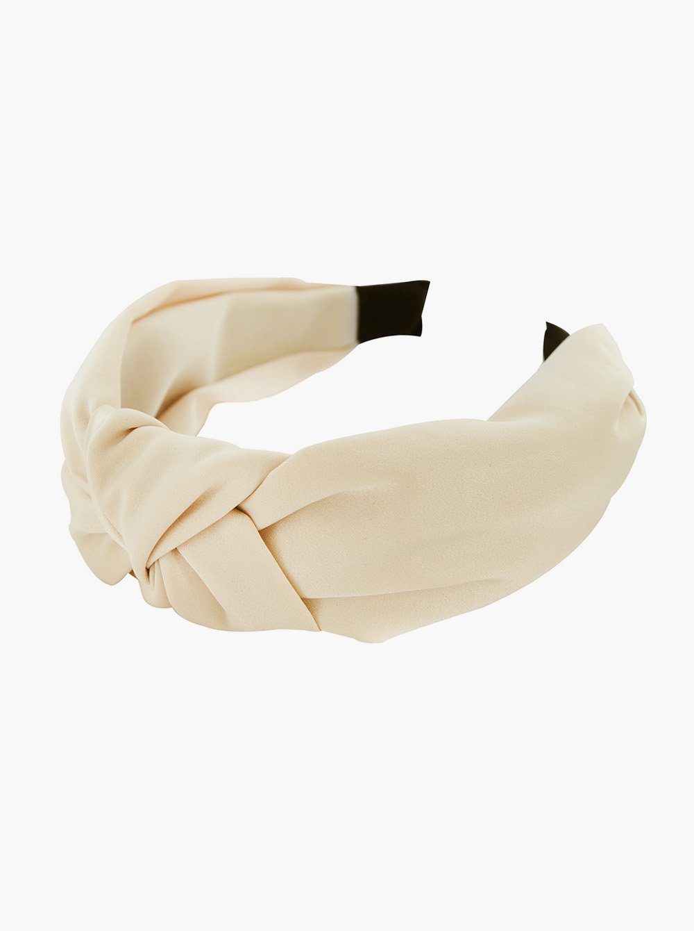 Damen Vintage Knoten Haarreif bezogen, Haarreif Breiter Satin axy Sandbeige Haarband und Haareifen mit