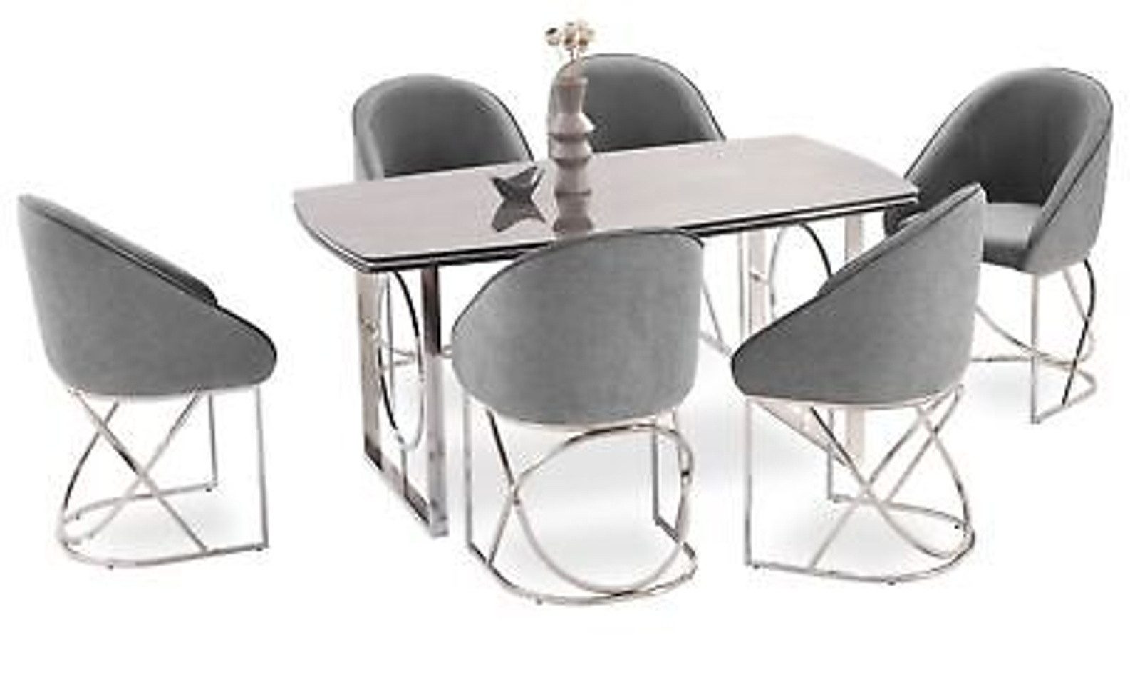 Xlmoebel Essgruppe Esszimmer Luxus Möbel moderner Esstisch + 6 Stühle Design Sofort, (7-tlg), Hergestellt In Europa