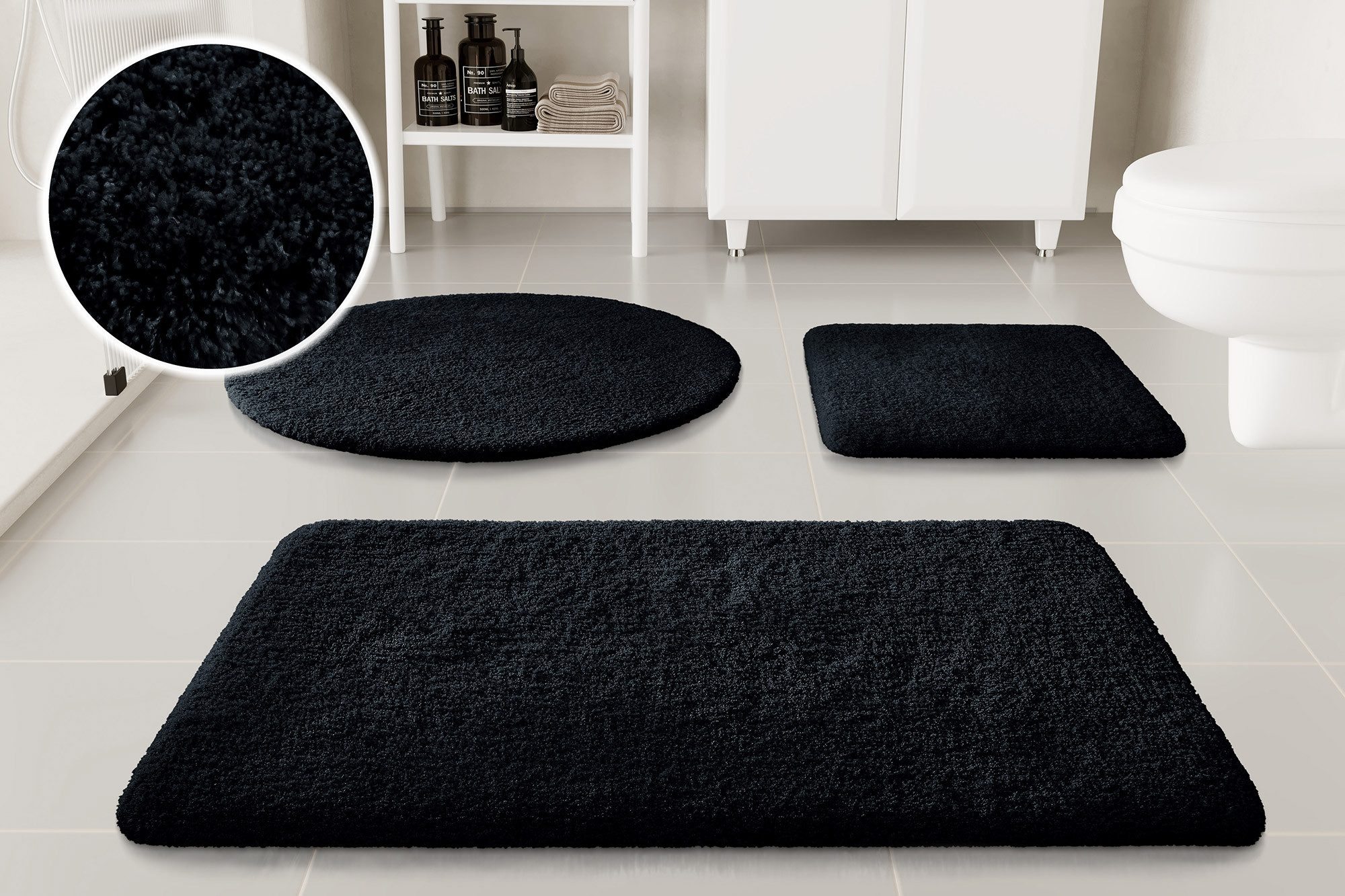 OTTO home Badematte Kaarin, uni, viele Farben, Badvorleger, Badezimmer Teppich, Höhe 30 mm, rutschhemmend beschichtet, fußbodenheizungsgeeignet, Polyester, rechteckig, Badteppich, getuftet, flauschig, hochflor, große Farbauswahl
