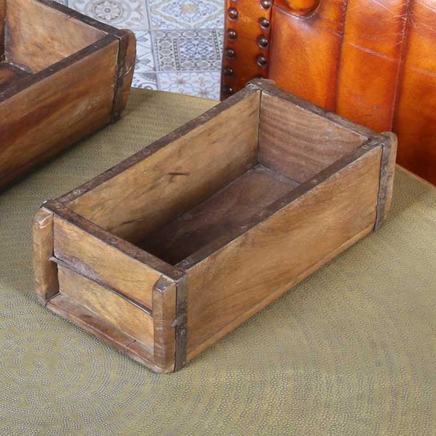 Casa Moro Aufbewahrungsbox Vintage Ziegelform Balu aus Altholz, Alte Backsteinform, Holzbox, Ziegelform aus aufbereitetes Altholz, Deko Kiste