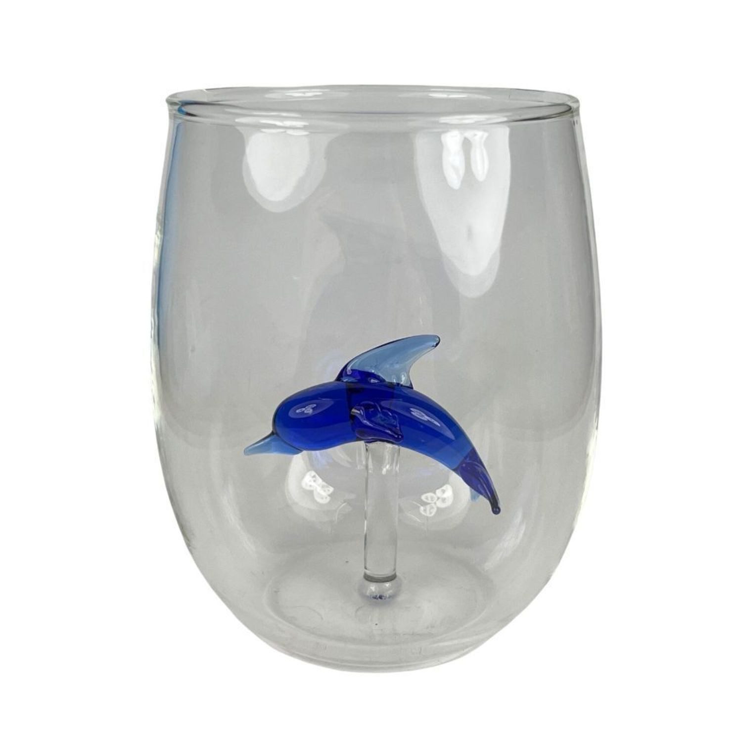 Glas Delfin Trinkglas aus mundgeblasenem Glas