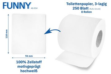 Funny Toilettenpapier 3-lagig, 72 Rollen, motivgeprägt 250 Blatt Rolle, Zellstoff