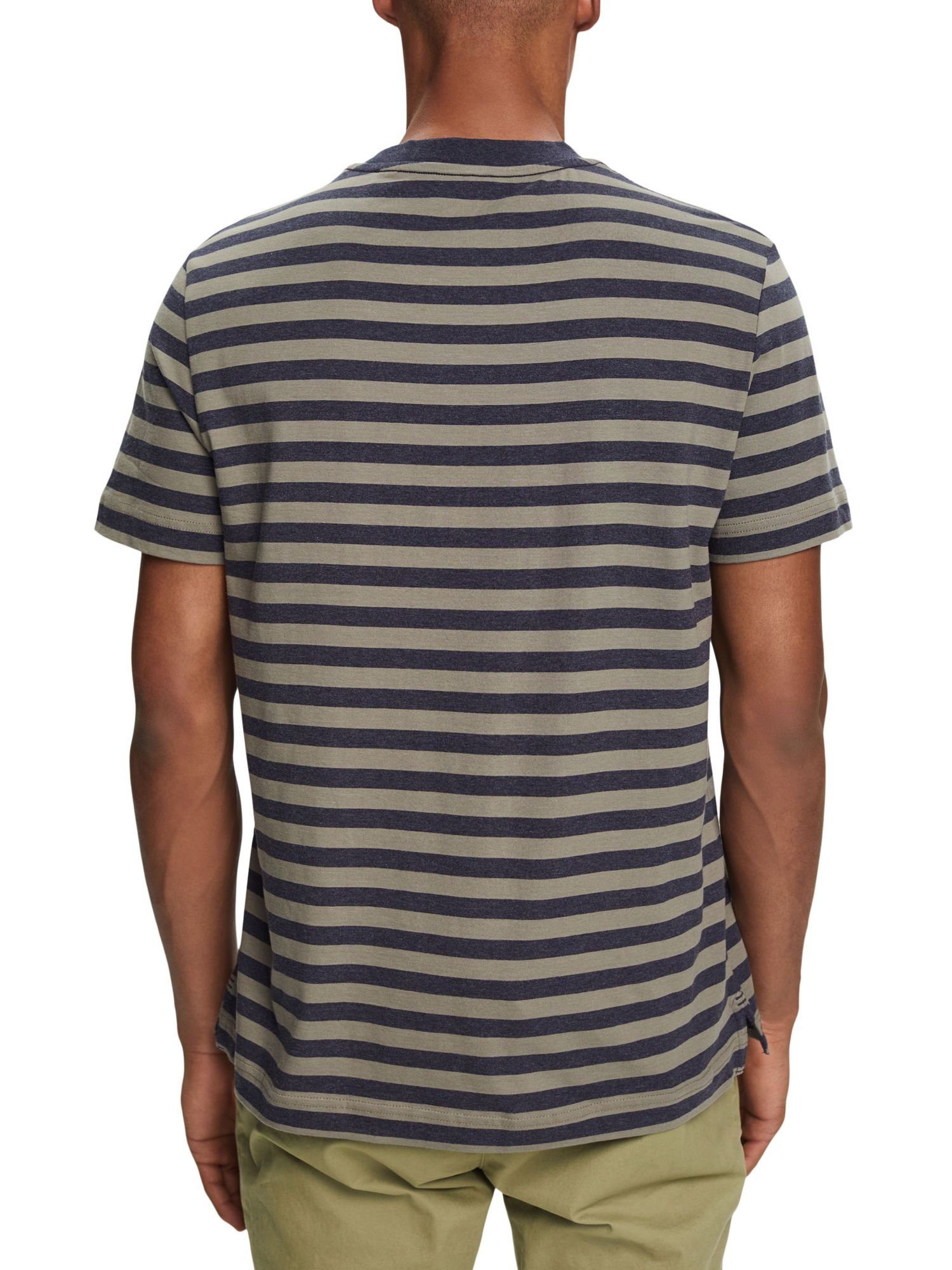 T-Shirt Baumwolljersey (1-tlg) Gestreiftes T-Shirt NAVY Esprit aus