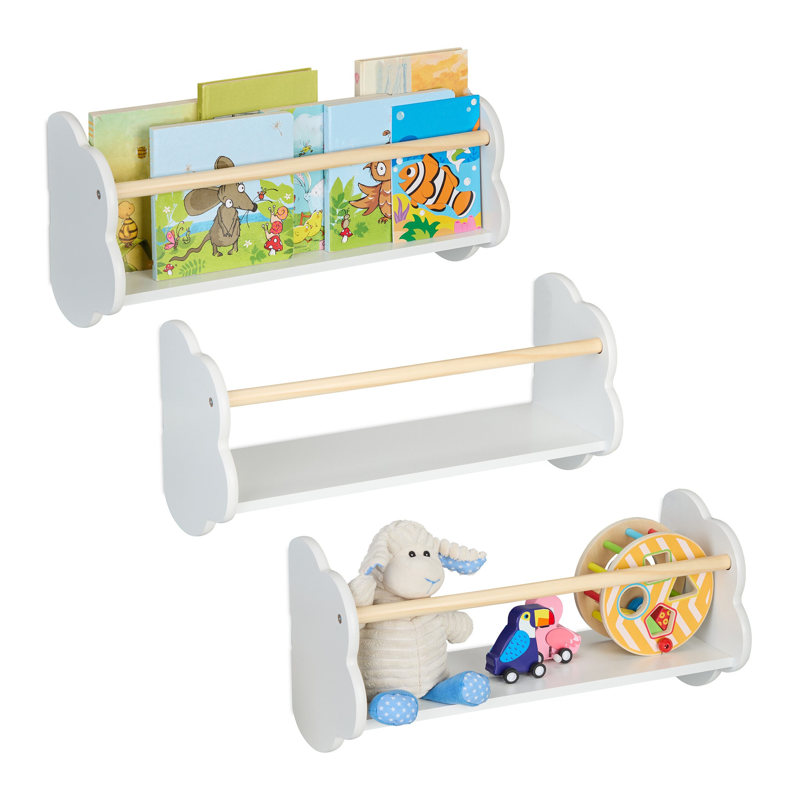 relaxdays Kinderregal Bücherregal Kinder Wolke 3er Set günstig online kaufen