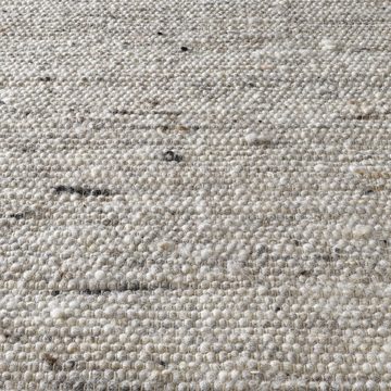 Wollteppich TaraCarpet Handwebteppich Malmoe, TaraCarpet, rechteckig, Höhe: 10 mm, Schurwolle Webteppich h.grau meliert Wohnzimmer Schlafzimmer 060x120