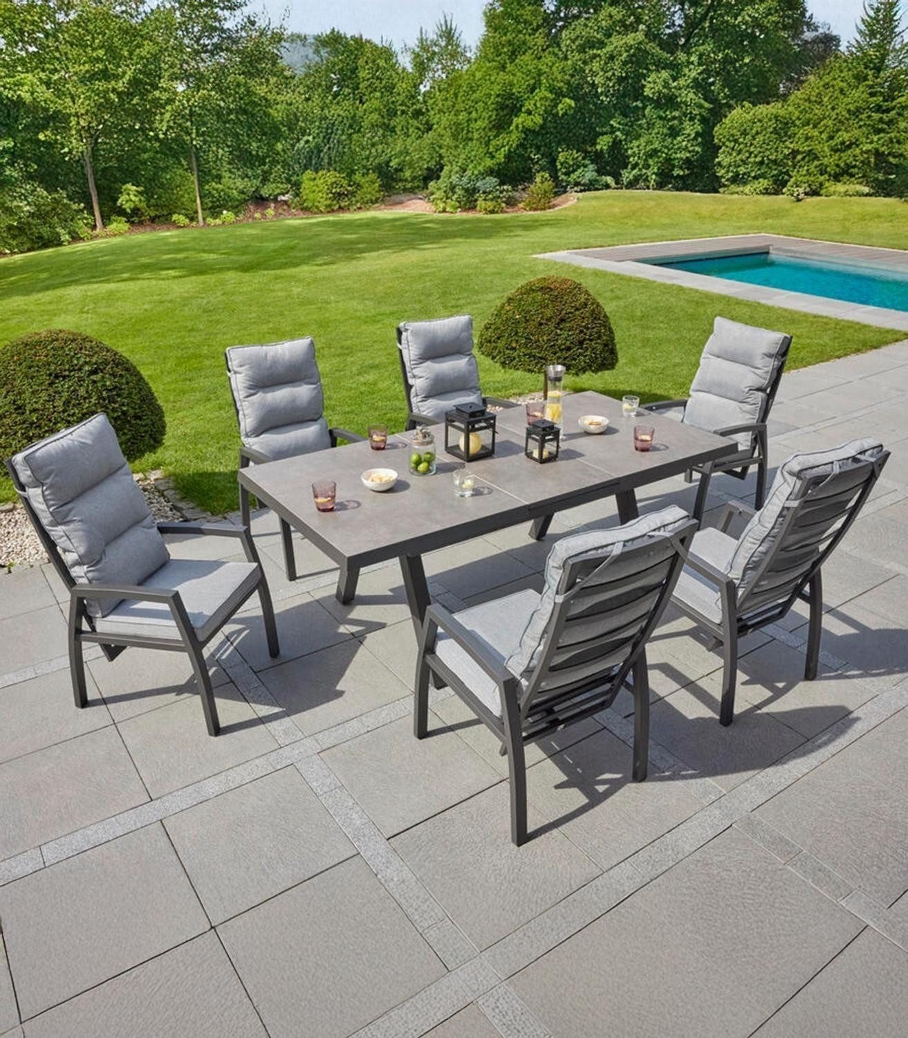 Outdoor Gartentisch VIVERA, Anthrazit, Betonoptik, Aluminium, günstig online kaufen