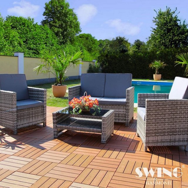 Swing&Harmonie Gartenlounge-Set Sitzgruppe Miami Rattan Sitzgarnitur für 4 Personen Gartenmöbel Set Polyrattan Sofa Lounge Garnitur