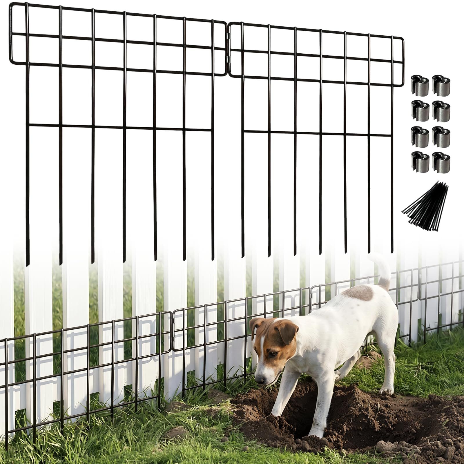 Thealyn Gartenzaun Metall 43x33cm, 10 Stk., 3,3m, für Beete/Wege., (10-St), Ohne Bohren oder Schweißen