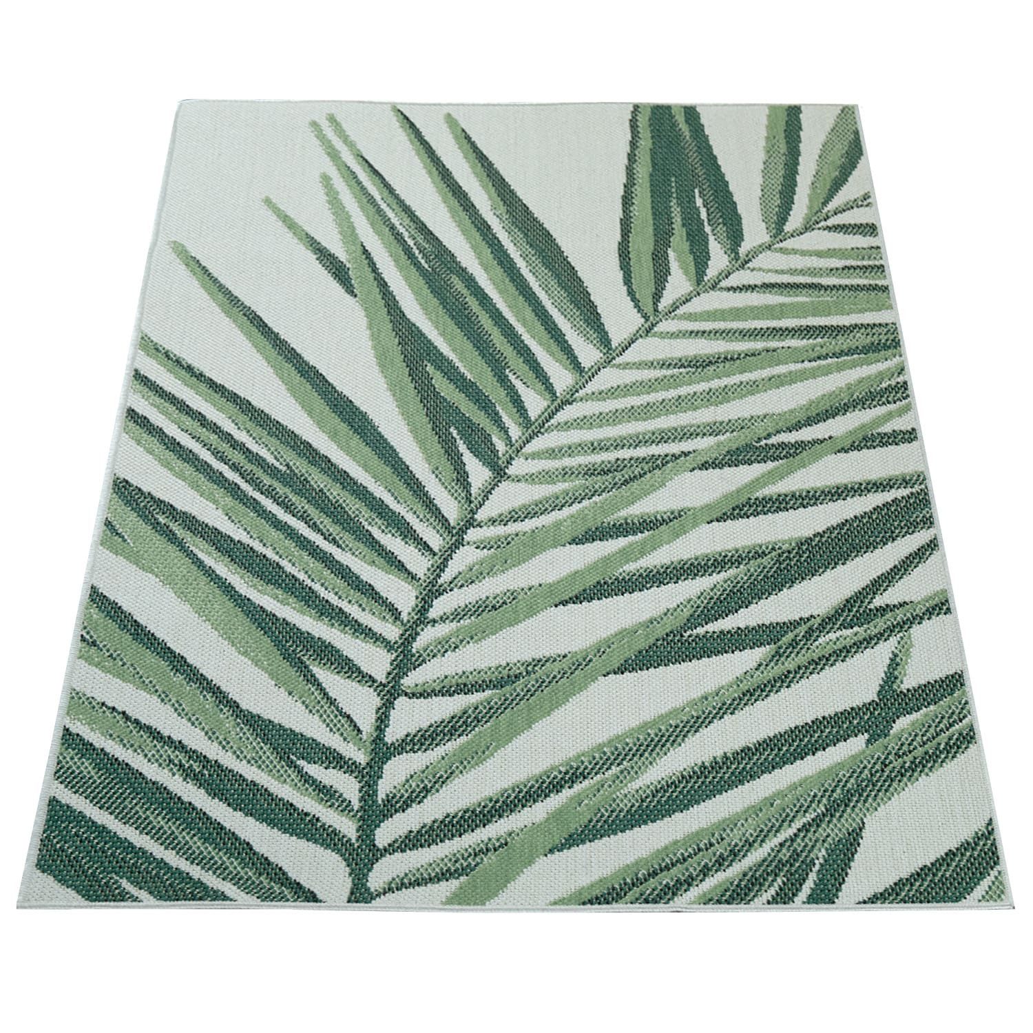 KADIMA DESIGN Outdoorteppich Palmen Balkon, Terrasse schmutzabweisend Outdoor Teppich, Rechteckig, Höhe: 4 mm, 100% Polypropylen, Rücken aus Polypropylen, Rechteckig, 60x110cm, Grün