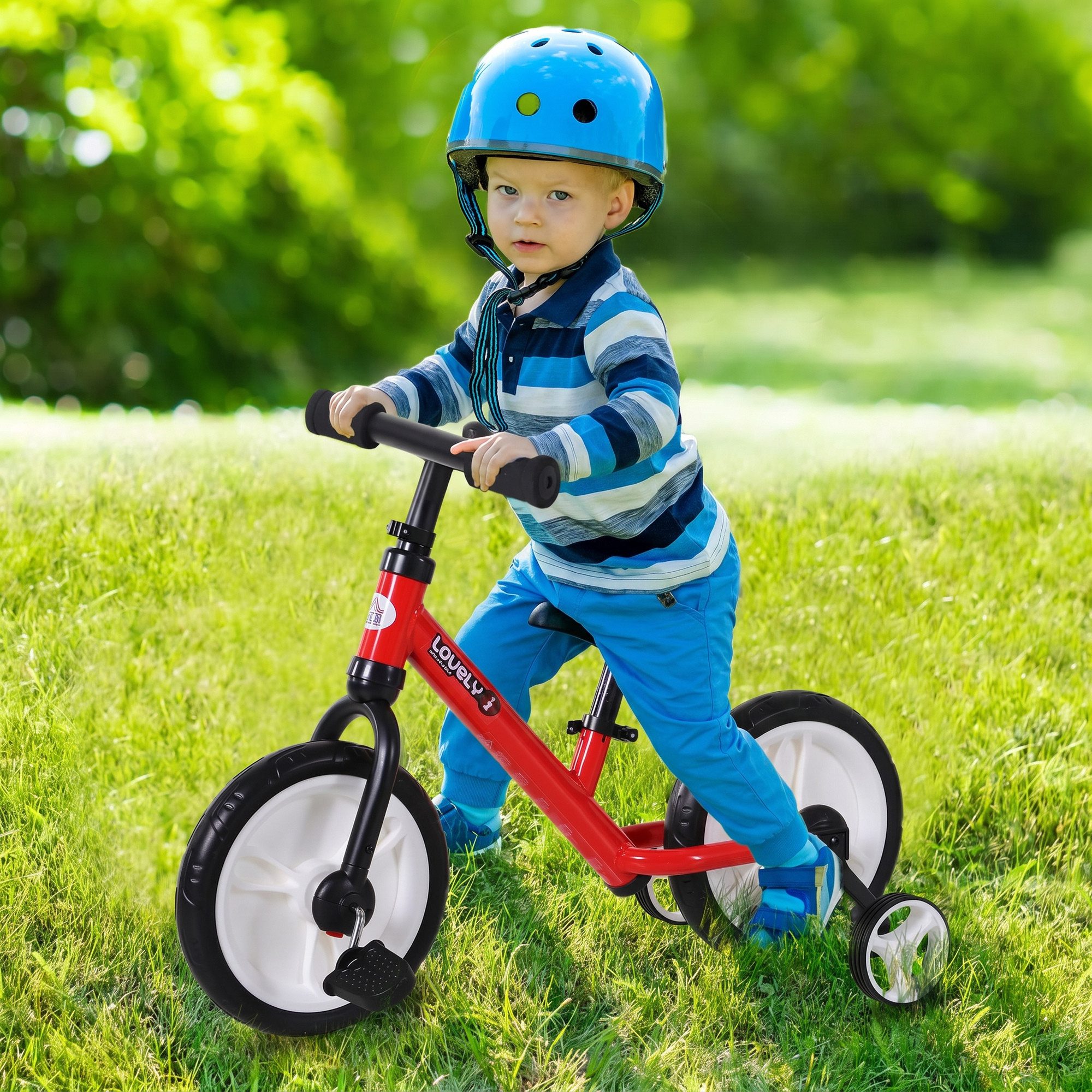 HOMCOM Laufrad Kinder Lauflernrad ab 2-5 Jahre mit Stützrädern 12 Zoll, Rot 85 x 36 x 54 cm – Bild 2 von 5
