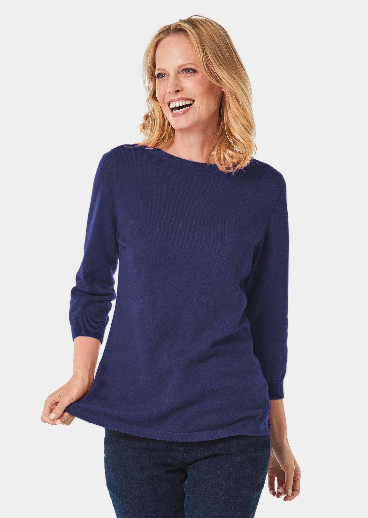 GOLDNER Strickpullover Kurzgröße: Pullover aus hochwertigem Garn tintenblau
