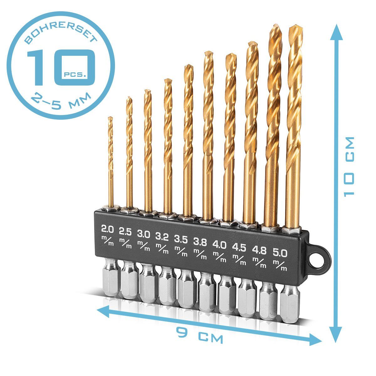 STAHLWERK Bohrersatz 10-teiliges Universal Spiralbohrer Set 2-5 mm, (Set, 10-tlg., Set), 10-teiliges Universal-Bohrer-Set – Bild 5 von 5